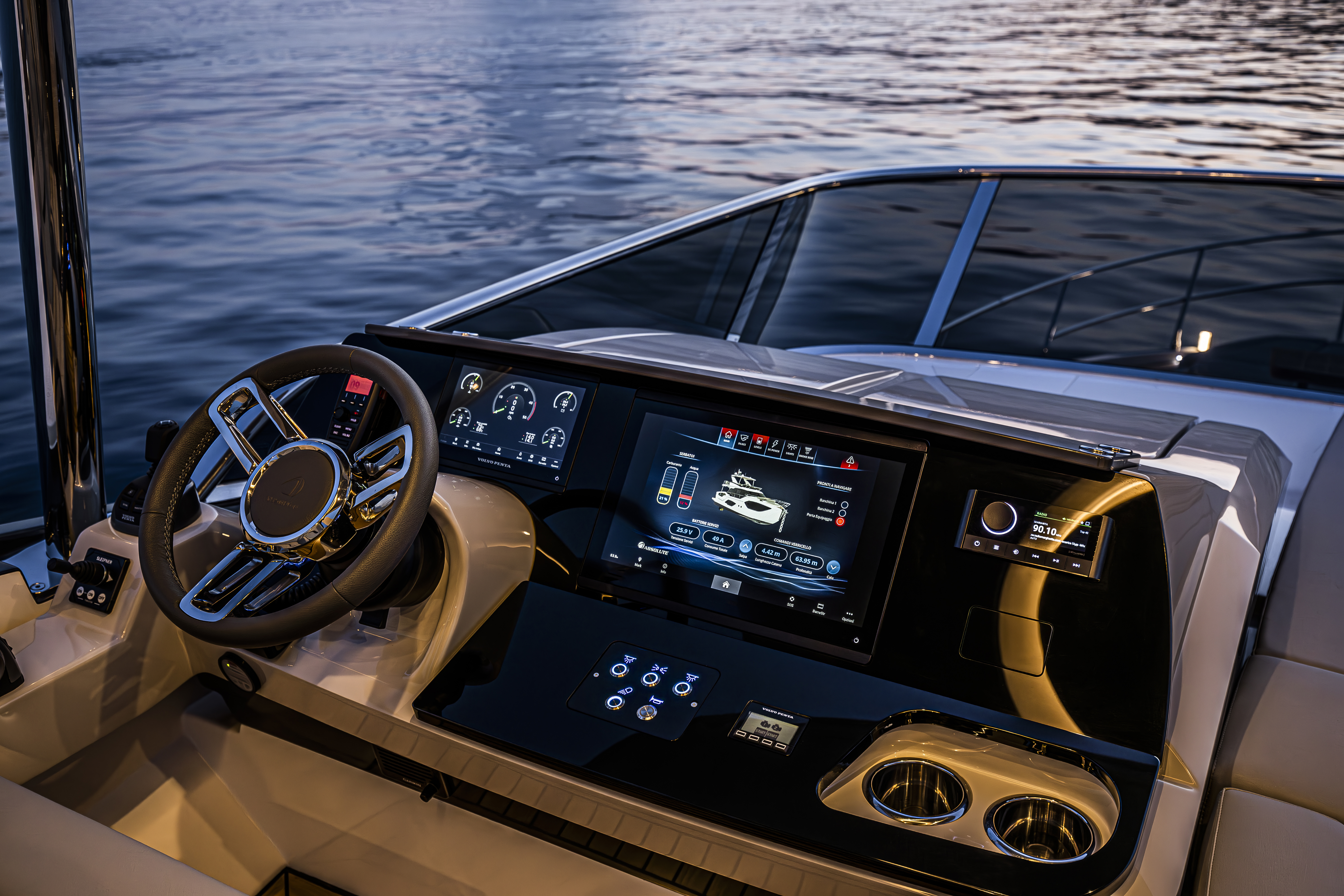 52 FLY cockpit aft lounge at sunset