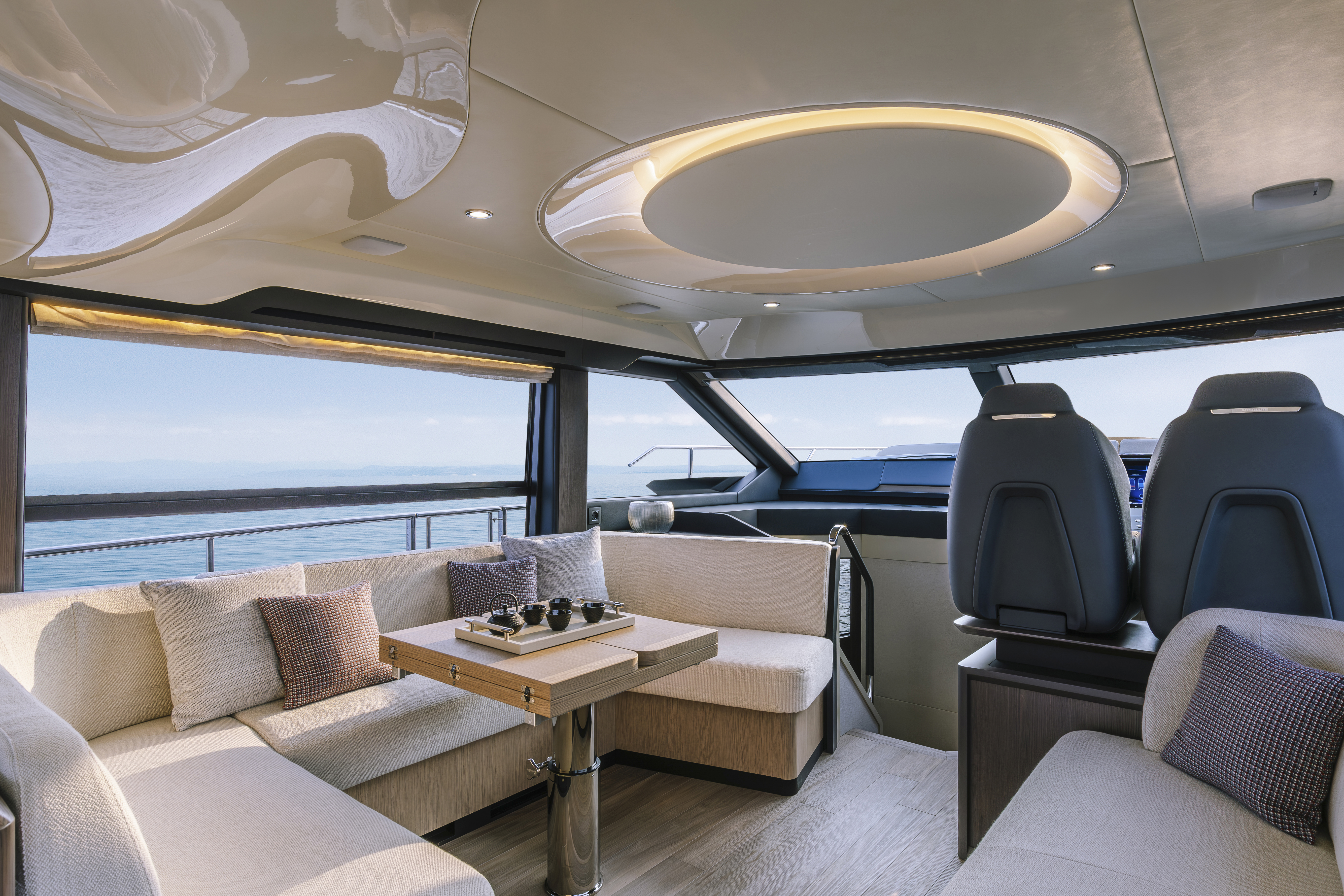 52 FLY bow terrace — lifestyle at anchor