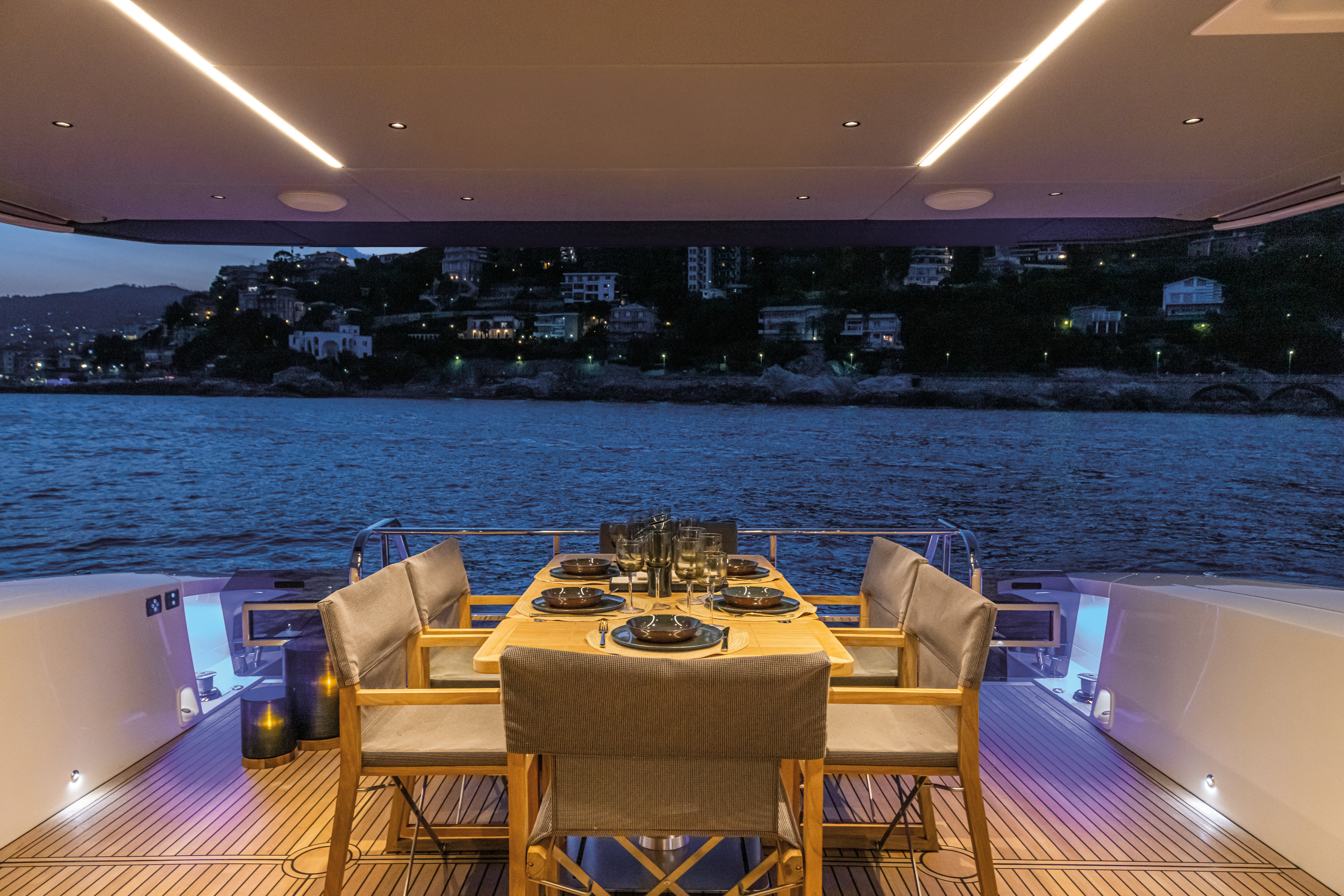 60 FLY aft dining at night