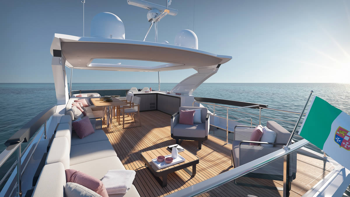 70 FLY flybridge helm close