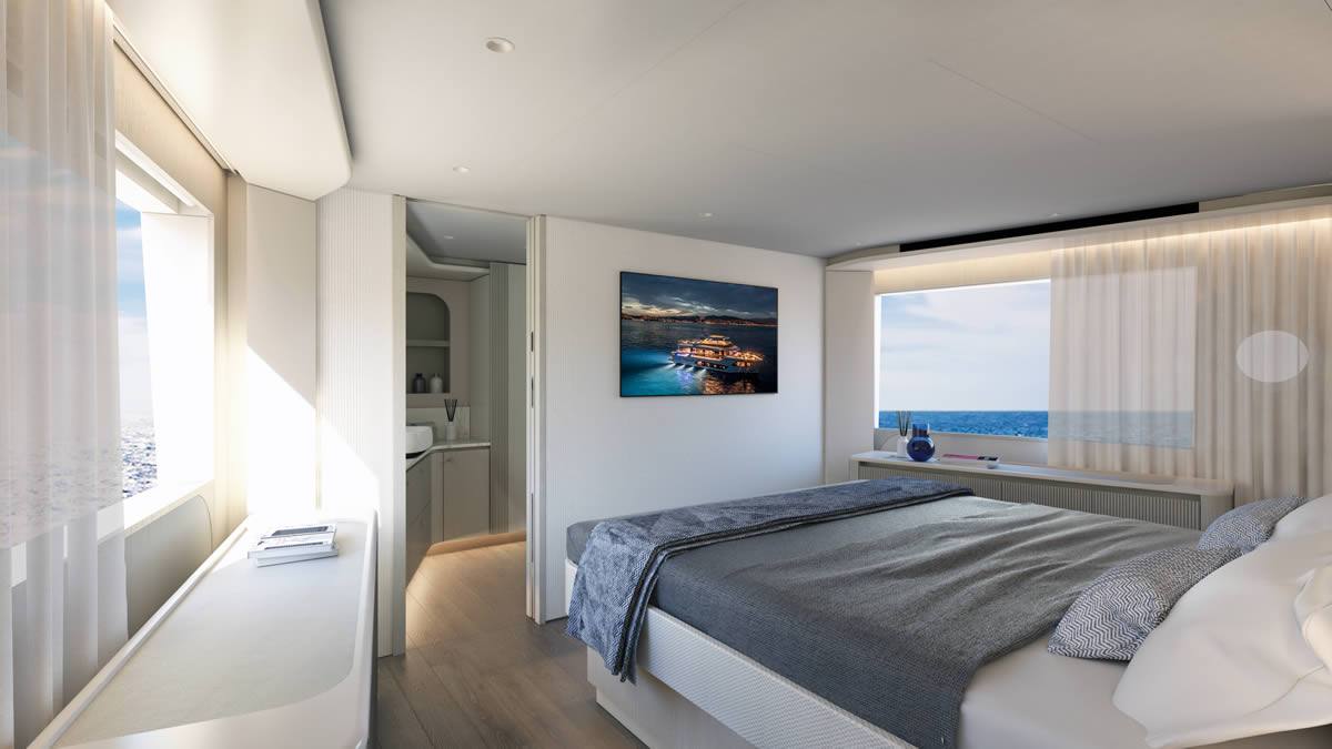 Navetta 62 master cabin daytime