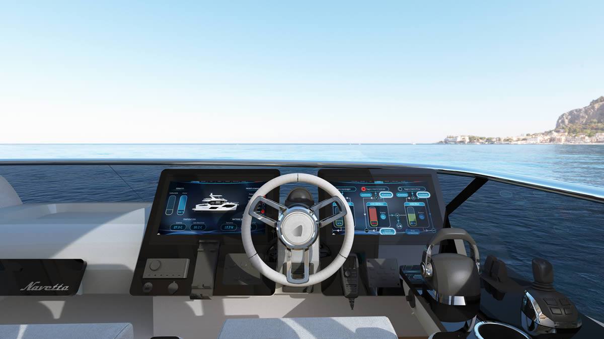 Navetta 62 flybridge helm digital