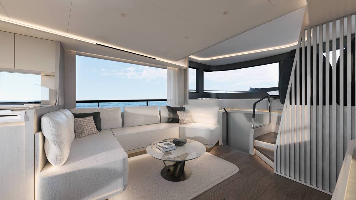 Navetta 62 lower saloon seating