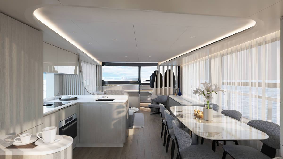 Navetta 62 cockpit flow to interior