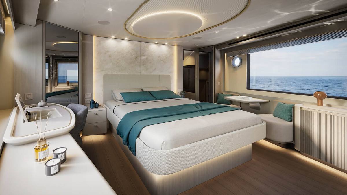 Navetta 66 galley and dining Sunset