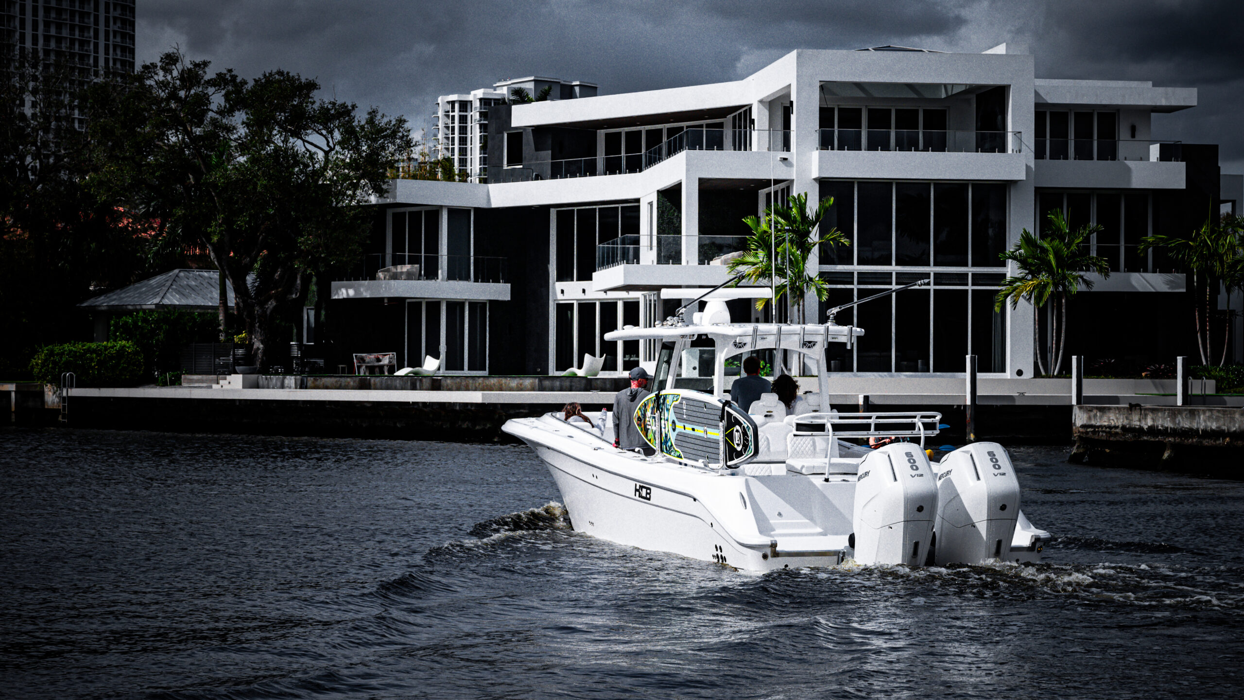 HCB 39 Speciale — aft cockpit and Mercury engines, Fort Lauderdale waterway