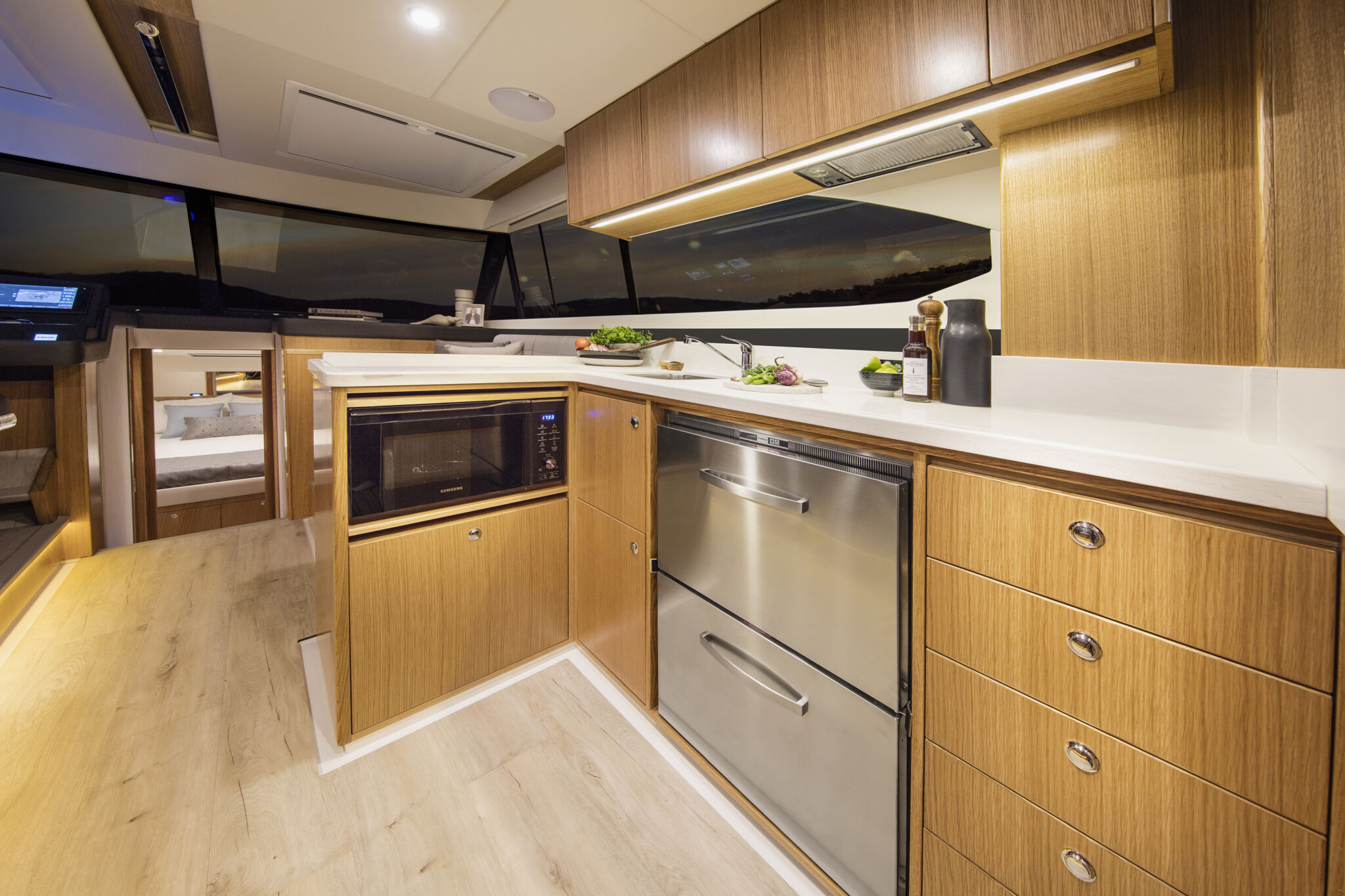 Riviera 395 SUV – Riviera 395 SUV Galley Satin Oak Timber Finish 01