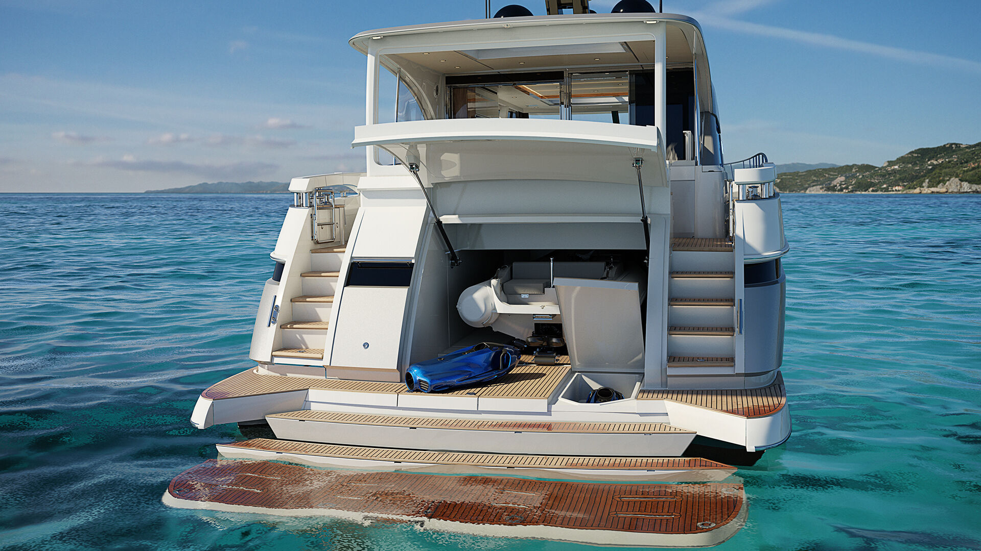 Riviera 6800 SY – Riviera 6800 Sport Yacht Platinum Edition Watersports and Tender Garage 01 R