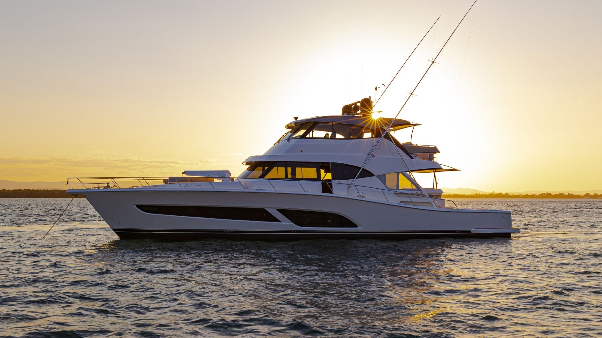 Riviera 72 SMY – Riviera 72 Sports Motor Yacht Anchored Sunset 01