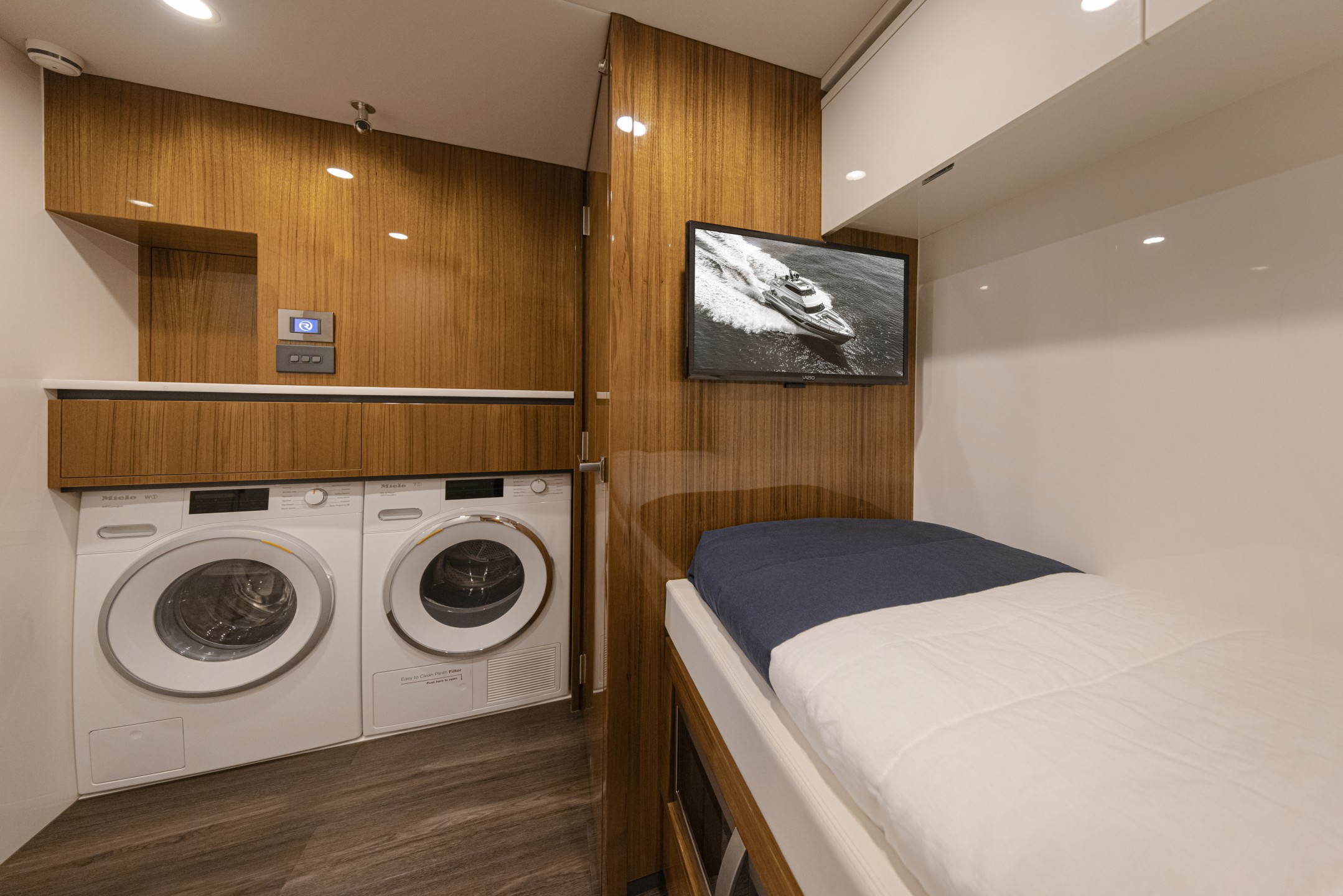 Riviera 78 MY – Riviera 78 Motor Yacht Crew Cabin   Gloss Teak Timber Finish 01