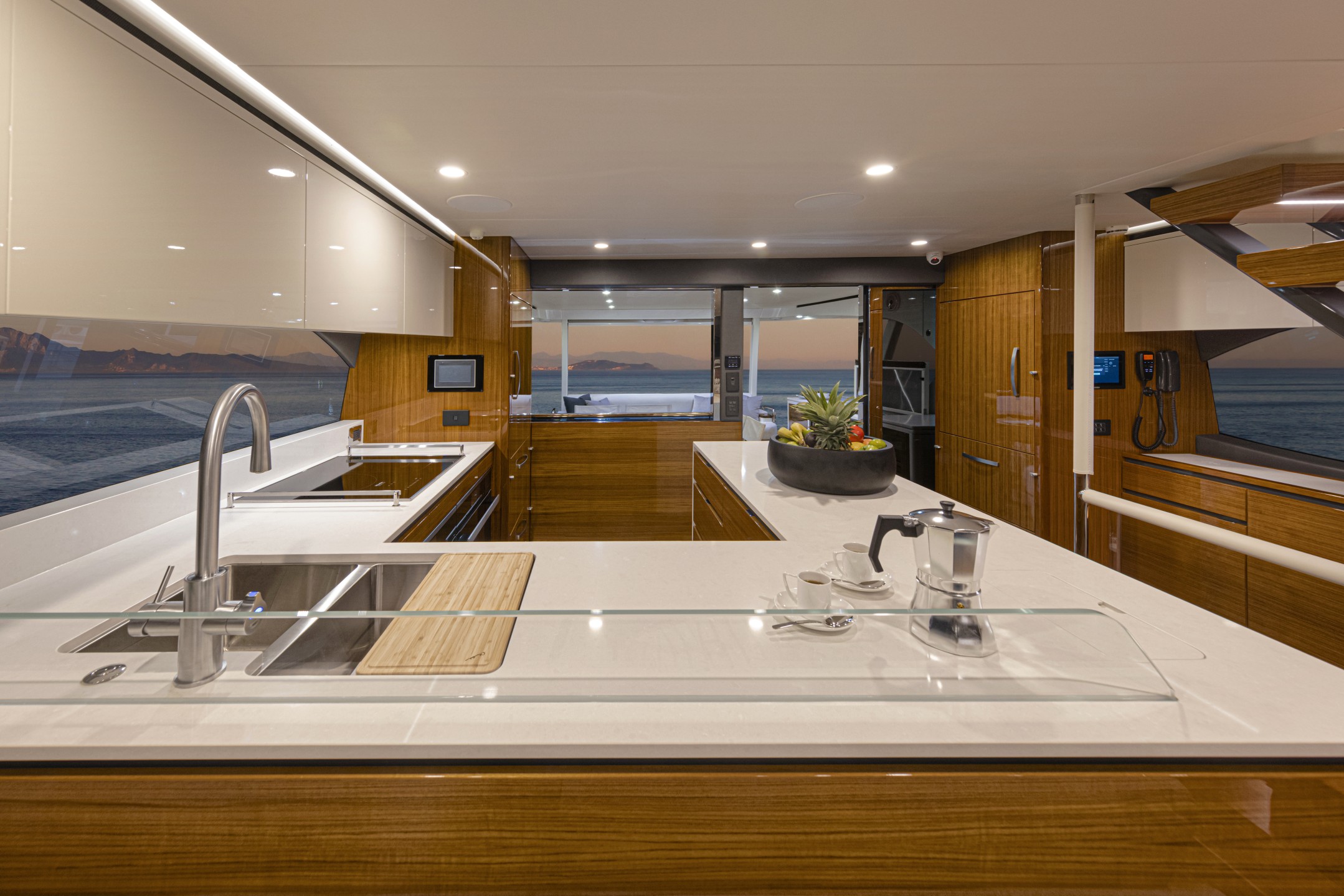 Riviera 78 MY – Riviera 78 Motor Yacht Galley   Gloss Teak Timber Finish 02