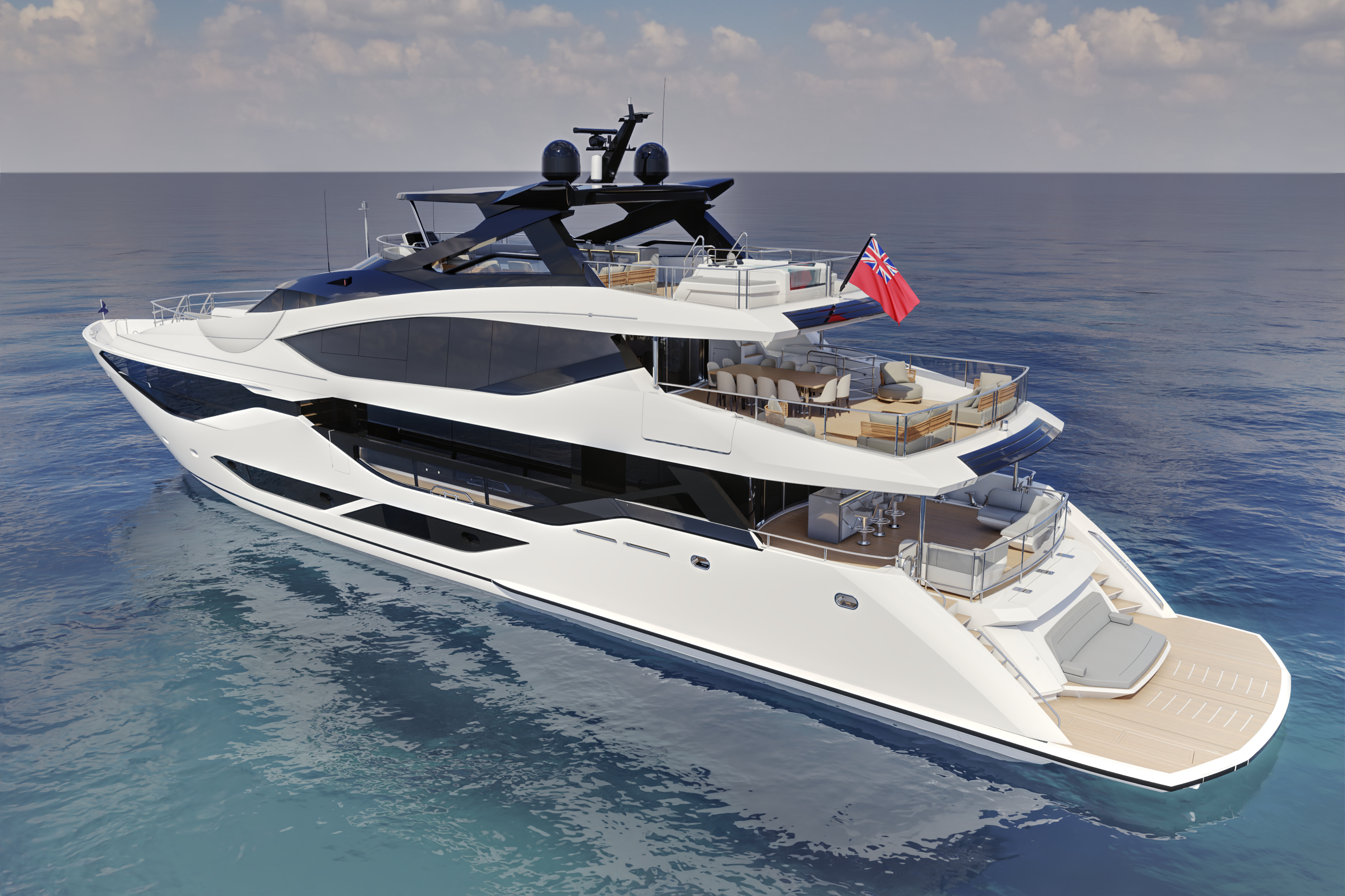 134 Superyacht profile render (placeholder — official imagery TBC)