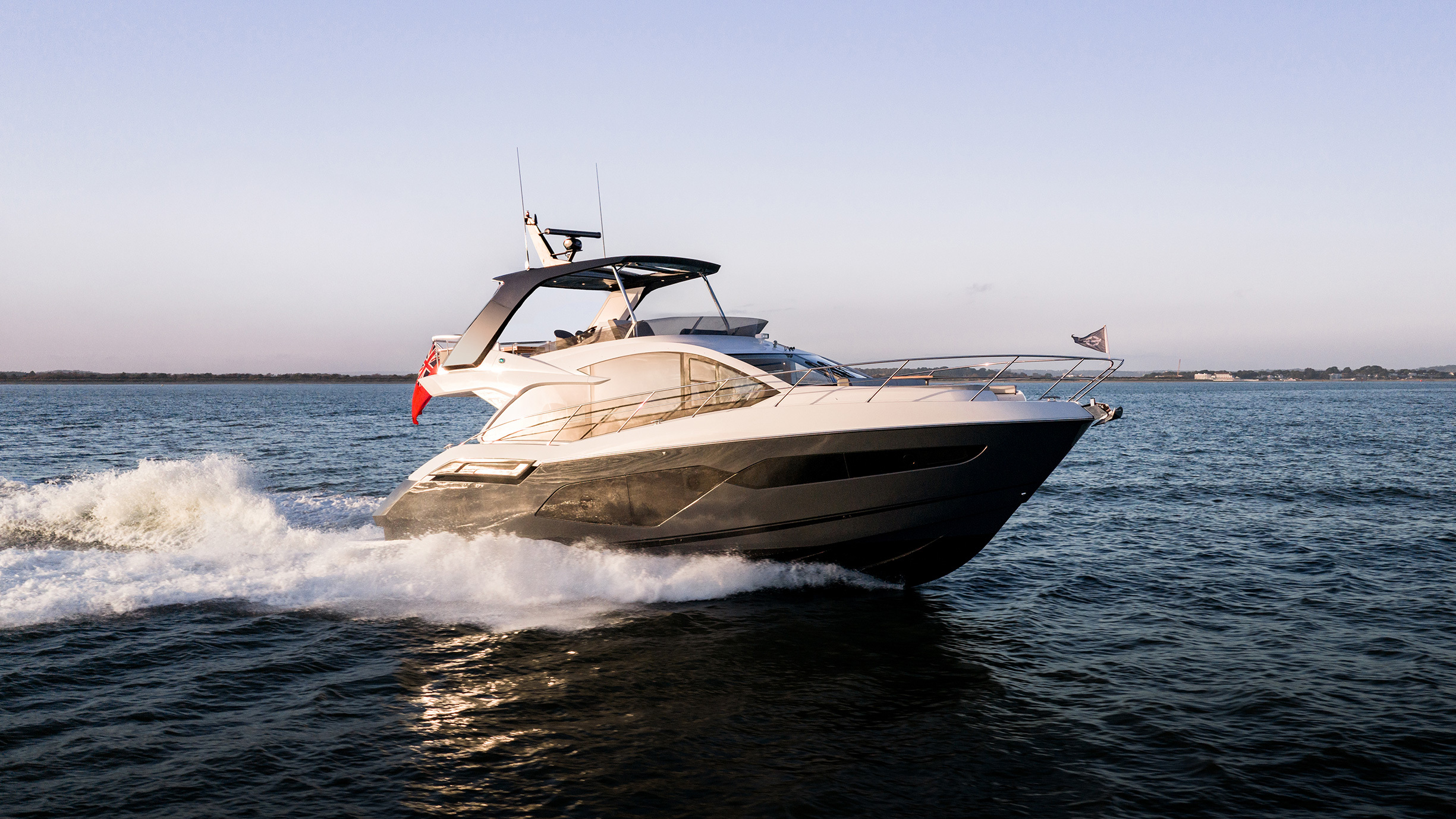 Sunseeker Manhattan 56 — port aft quarter running, Poole Harbour