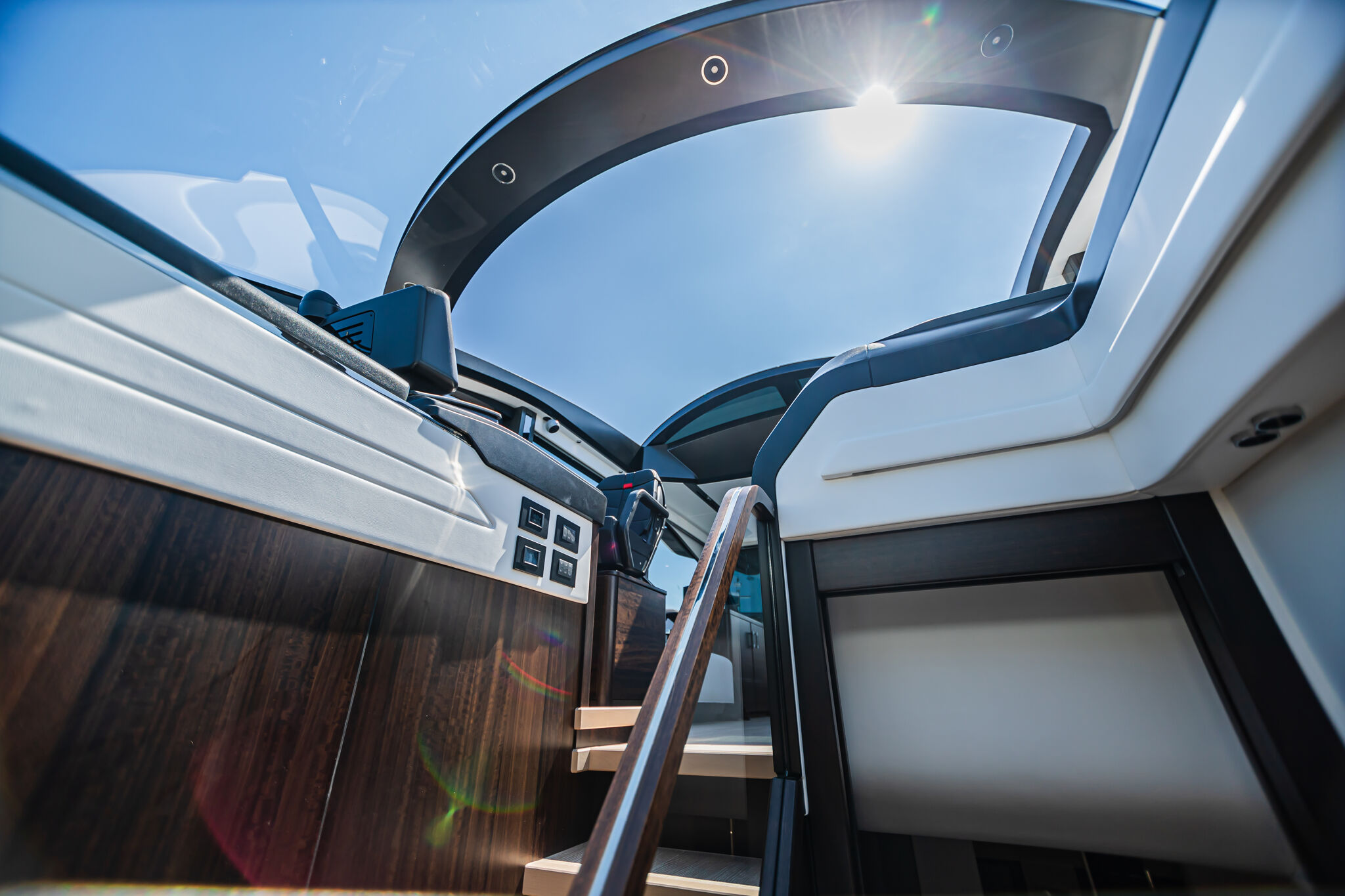 Predator 65 — superstructure detail, carbon sunroof frame, glazing