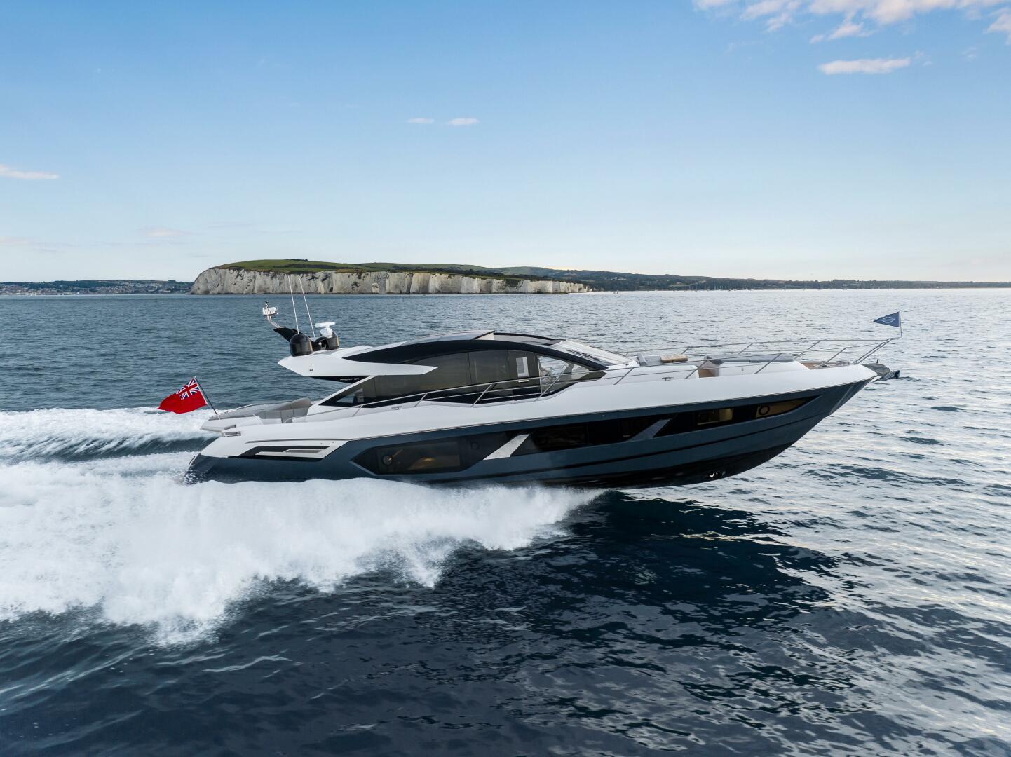 Sunseeker Predator 75 — profile render, dramatic low angle