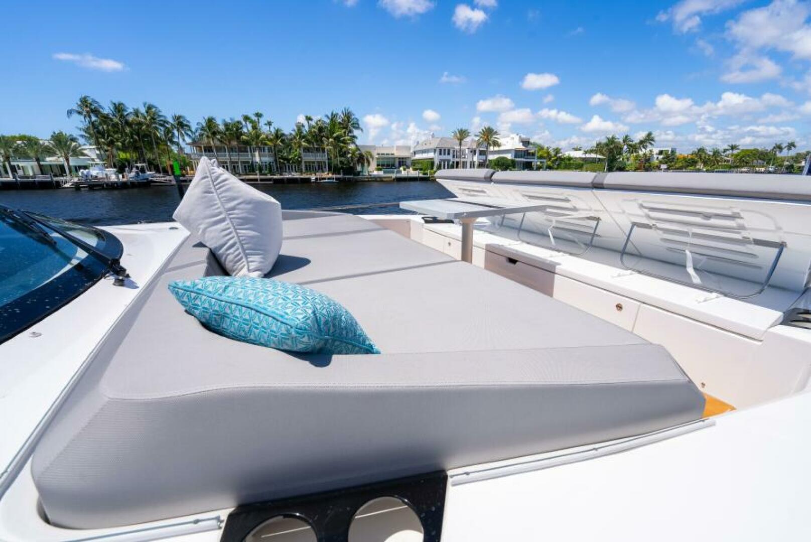 Sunseeker Superhawk 55 — port bow sun lounger, intracoastal, Fort Lauderdale mansions